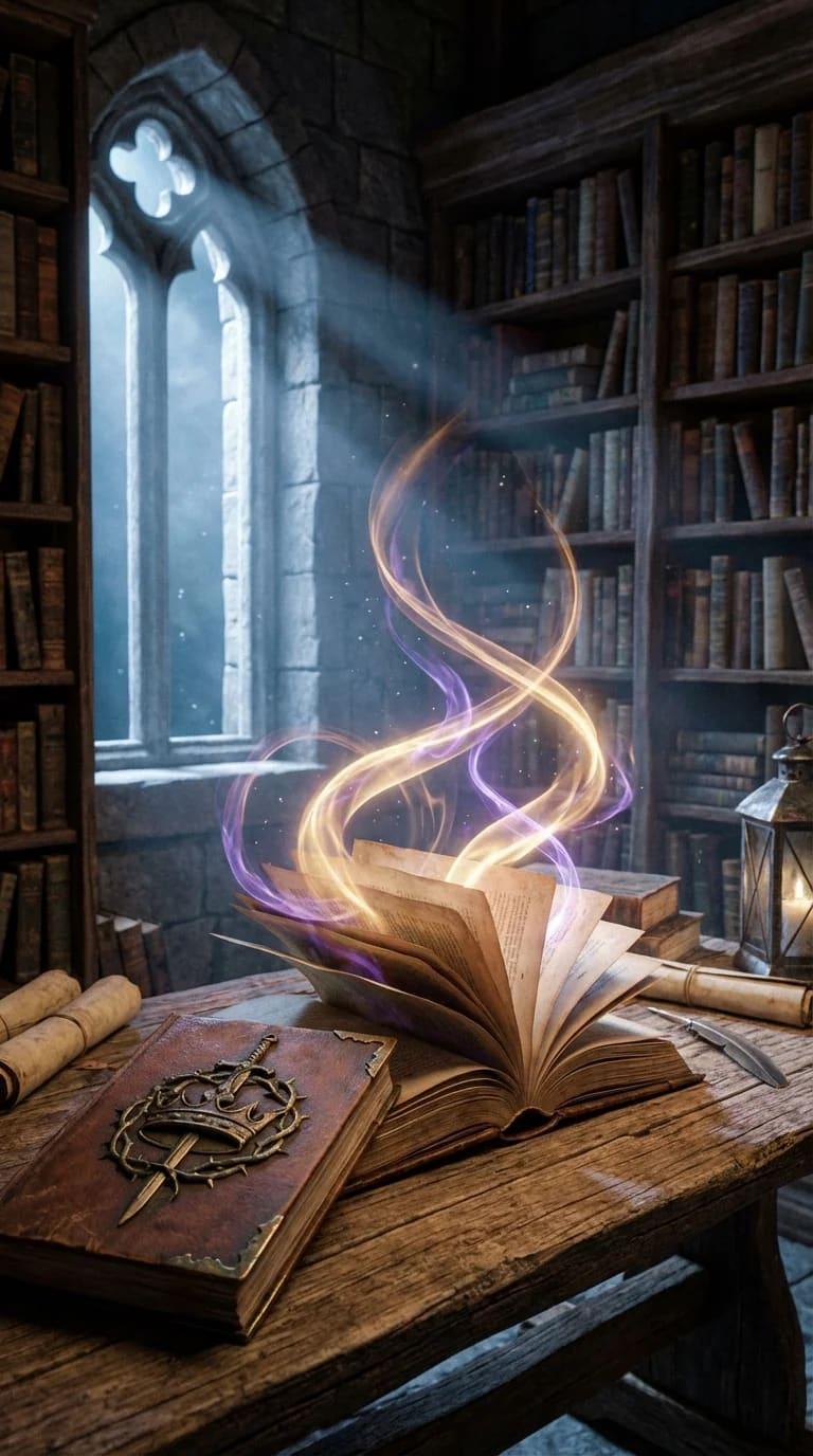 Fantasy romance book concept art showing forbidden love between a fae and a human standing at a magical barrier.